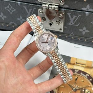 Đồng Hồ Rolex Nữ DateJust Chế Tác Demi Vàng Hồng Mặt Sundust Nhà Máy THB 31mm (2)