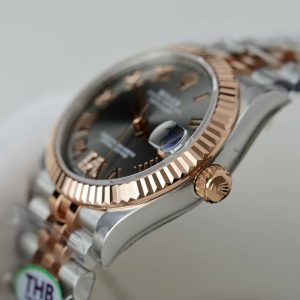 Đồng Hồ Rolex Nữ DateJust Replica 11 Demi Vàng Hồng Mặt Xám Nhà Máy THB 31mm (2)