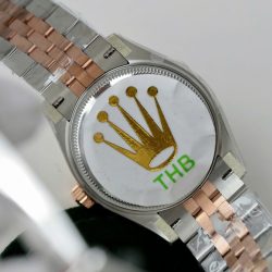 Đồng Hồ Rolex Nữ DateJust Replica 11 Demi Vàng Hồng Mặt Xám Nhà Máy THB 31mm (2)