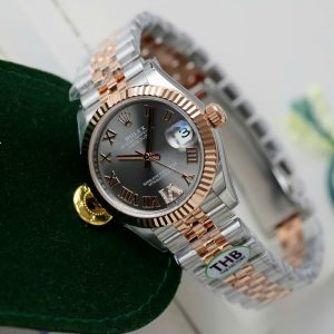 Đồng Hồ Rolex Nữ DateJust Replica 11 Demi Vàng Hồng Mặt Xám Nhà Máy THB 31mm (2)