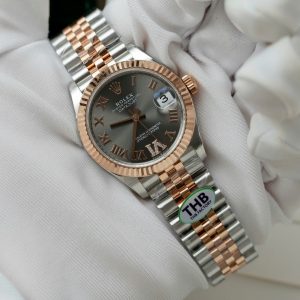 Đồng Hồ Rolex Nữ DateJust Replica 11 Demi Vàng Hồng Mặt Xám Nhà Máy THB 31mm (2)