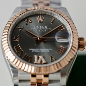 Đồng Hồ Rolex Nữ DateJust Replica 11 Demi Vàng Hồng Mặt Xám Nhà Máy THB 31mm (2)