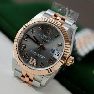 Đồng Hồ Rolex Nữ DateJust Replica 11 Demi Vàng Hồng Mặt Xám Nhà Máy THB 31mm (2)