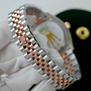 Đồng Hồ Rolex Nữ DateJust Replica 11 Demi Vàng Hồng Mặt Xám Nhà Máy THB 31mm (2)