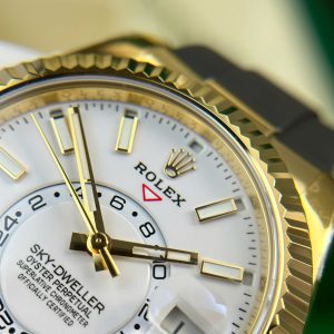 Đồng Hồ Rolex Replica 11 Sky-Dweller Mặt Trắng Mạ Vàng Nặng 192 Grams Xưởng ZF 42mm (1)