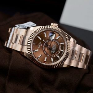 Đồng Hồ Rolex Sky-Dweller Chế Tác Bọc Vàng Thật Mặt Số Chocolate 42mm (2)