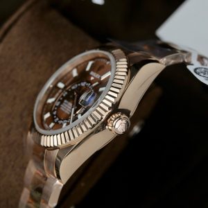Đồng Hồ Rolex Sky-Dweller Chế Tác Bọc Vàng Thật Mặt Số Chocolate 42mm (2)