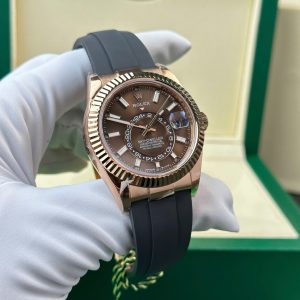 Đồng Hồ Rolex Sky-Dweller Mặt Nâu Chế Tác Mạ Vàng Hồng Nặng 192 Grams Xưởng ZF 42mm (2)