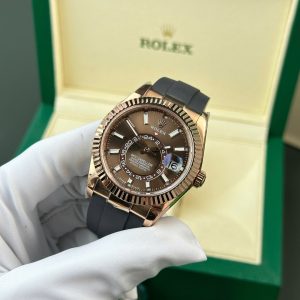 Đồng Hồ Rolex Sky-Dweller Mặt Nâu Chế Tác Mạ Vàng Hồng Nặng 192 Grams Xưởng ZF 42mm (2)