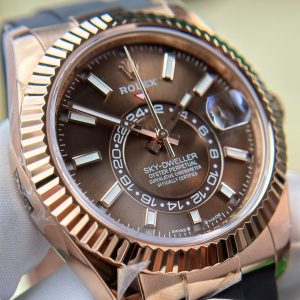Đồng Hồ Rolex Sky-Dweller Mặt Nâu Chế Tác Mạ Vàng Hồng Nặng 192 Grams Xưởng ZF 42mm (2)