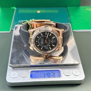 Đồng Hồ Rolex Sky-Dweller Mặt Xám Chế Tác Mạ Vàng Hồng Nặng 192 Grams Xưởng ZF 42mm (2)