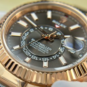 Đồng Hồ Rolex Sky-Dweller Mặt Xám Chế Tác Mạ Vàng Hồng Nặng 192 Grams Xưởng ZF 42mm (2)