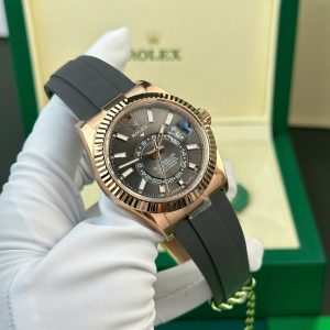 Đồng Hồ Rolex Sky-Dweller Mặt Xám Chế Tác Mạ Vàng Hồng Nặng 192 Grams Xưởng ZF 42mm (2)