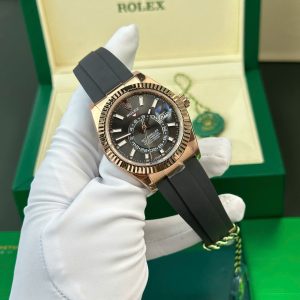 Đồng Hồ Rolex Sky-Dweller Mặt Xám Chế Tác Mạ Vàng Hồng Nặng 192 Grams Xưởng ZF 42mm (2)