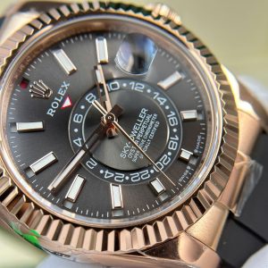 Đồng Hồ Rolex Sky-Dweller Mặt Xám Chế Tác Mạ Vàng Hồng Nặng 192 Grams Xưởng ZF 42mm (2)