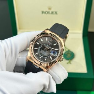 Đồng Hồ Rolex Sky-Dweller Mặt Xám Chế Tác Mạ Vàng Hồng Nặng 192 Grams Xưởng ZF 42mm (2)