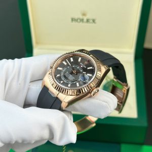 Đồng Hồ Rolex Sky-Dweller Mặt Xám Chế Tác Mạ Vàng Hồng Nặng 192 Grams Xưởng ZF 42mm (2)