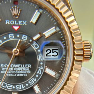 Đồng Hồ Rolex Sky-Dweller Mặt Xám Chế Tác Mạ Vàng Hồng Nặng 192 Grams Xưởng ZF 42mm (2)