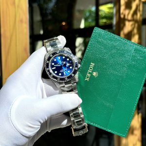 Đồng Hồ Rolex Submariner Mặt Xanh Blue Chế Tác Đính Moissanite + Sapphire Tổng Hợp 41mm (2)