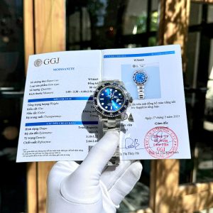 Đồng Hồ Rolex Submariner Mặt Xanh Blue Chế Tác Đính Moissanite + Sapphire Tổng Hợp 41mm (2)