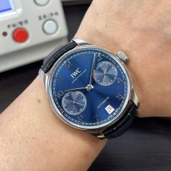 Đồng hồ IWC Portugieser Automatic 5007 Replica 11 Dây Da Mặt Xanh 42mm (6)