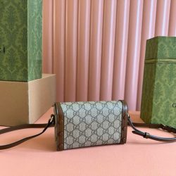 Túi Đeo Chéo Gucci Horsebit 1955 Mini Siêu Cấp Màu Nâu 18cm (2)