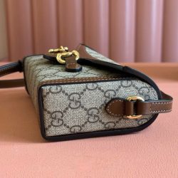 Túi Đeo Chéo Gucci Horsebit 1955 Mini Siêu Cấp Màu Nâu 18cm (2)
