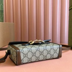 Túi Đeo Chéo Gucci Horsebit 1955 Mini Siêu Cấp Màu Nâu 18cm (2)