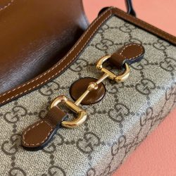 Túi Đeo Chéo Gucci Horsebit 1955 Mini Siêu Cấp Màu Nâu 18cm (2)
