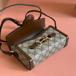 Túi Đeo Chéo Gucci Horsebit 1955 Mini Siêu Cấp Màu Nâu 18cm (2)