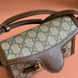 Túi Đeo Chéo Gucci Horsebit 1955 Mini Siêu Cấp Màu Nâu 18cm (2)