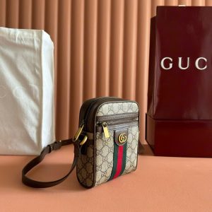 Túi Đeo Chéo Gucci Siêu Cấp Hoạ Tiết Monogram Màu Nâu 18x14 (2)