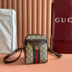 Túi Đeo Chéo Gucci Siêu Cấp Hoạ Tiết Monogram Màu Nâu 18x14 (2)