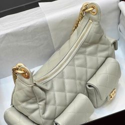 Túi Xách Chanel Hobo Small Siêu Cấp Nữ Da Cừu Màu Xám Nhạt 31x22x15cm (2)