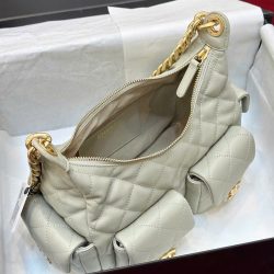 Túi Xách Chanel Hobo Small Siêu Cấp Nữ Da Cừu Màu Xám Nhạt 31x22x15cm (2)