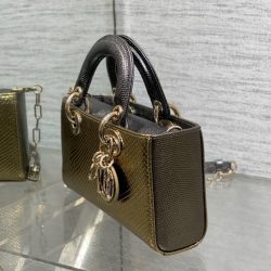 Túi Xách Dior D-Joy Siêu Cấp Màu Vàng Ánh Kim Hoạ Tiết Da Rắn 22cm (2)