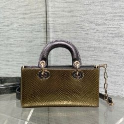 Túi Xách Dior D-Joy Siêu Cấp Màu Vàng Ánh Kim Hoạ Tiết Da Rắn 22cm (2)