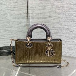 Túi Xách Dior D-Joy Siêu Cấp Màu Vàng Ánh Kim Hoạ Tiết Da Rắn 22cm (2)