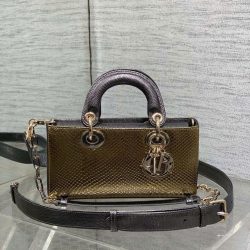 Túi Xách Dior D-Joy Siêu Cấp Màu Vàng Ánh Kim Hoạ Tiết Da Rắn 22cm (2)