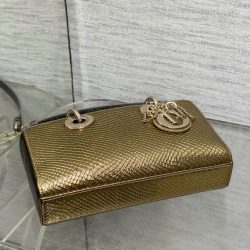 Túi Xách Dior D-Joy Siêu Cấp Màu Vàng Ánh Kim Hoạ Tiết Da Rắn 22cm (2)