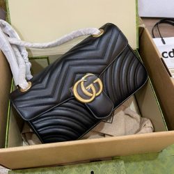 Túi Xách Gucci Marmont Siêu Cấp Nữ Màu Đen Khoá Vàng 26cm (2)