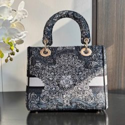 Túi Xách Hàng Hiệu Dior Lady Hoạ Tiết Thêu Thổ Cẩm 24cm (2)