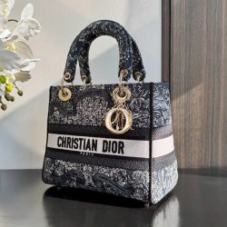 Túi Xách Hàng Hiệu Dior Lady Hoạ Tiết Thêu Thổ Cẩm 24cm (2)