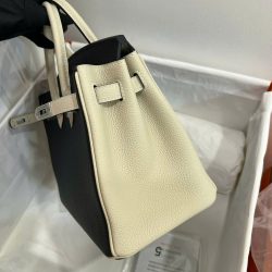 Túi Xách Hermes Birkin Like Auth Nữ Mix 2 Màu Trắng Đen 25cm (2)