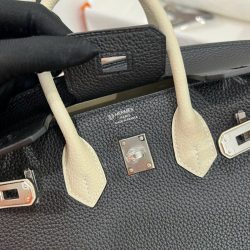 Túi Xách Hermes Birkin Like Auth Nữ Mix 2 Màu Trắng Đen 25cm (2)