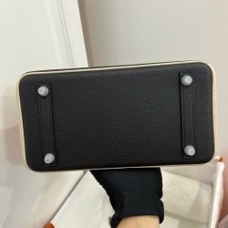 Túi Xách Hermes Birkin Like Auth Nữ Mix 2 Màu Trắng Đen 25cm (2)