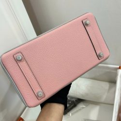 Túi Xách Hermes Birkin Siêu Cấp Nữ Mix 2 Màu Hồng Xám 25cm (2)