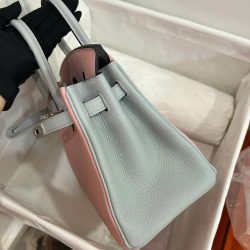 Túi Xách Hermes Birkin Siêu Cấp Nữ Mix 2 Màu Hồng Xám 25cm (2)