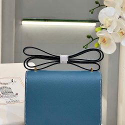 Túi Xách Hermes Constance Siêu Cấp Nữ Màu Xanh Dương Khoá Vàng 18cm (2)