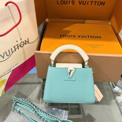 Túi Xách Louis Vuitton LV Capucines Mini Nữ Màu Xanh Dương Siêu Cấp 21cm (2)